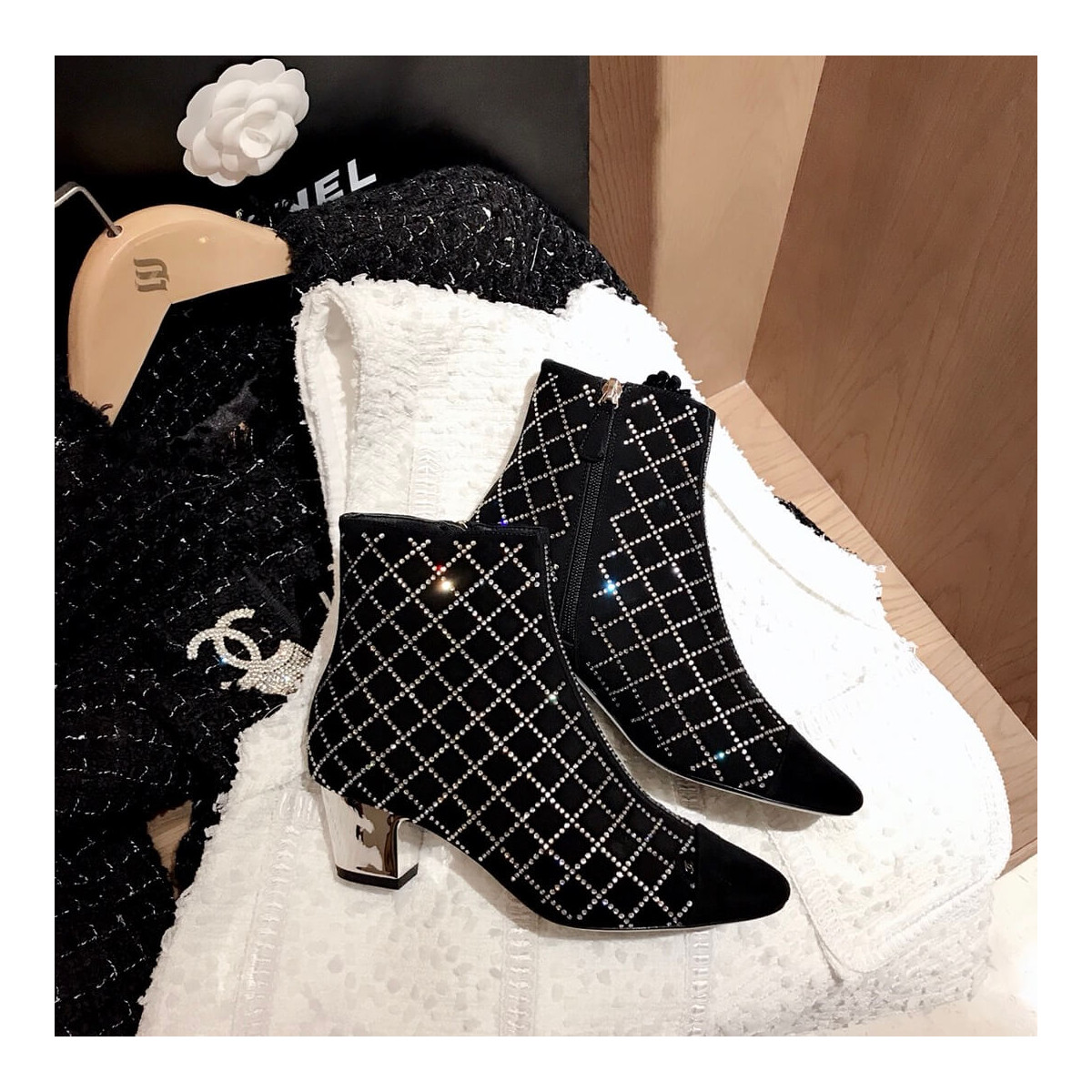 Chanel Crystal Ankle Boots 3860