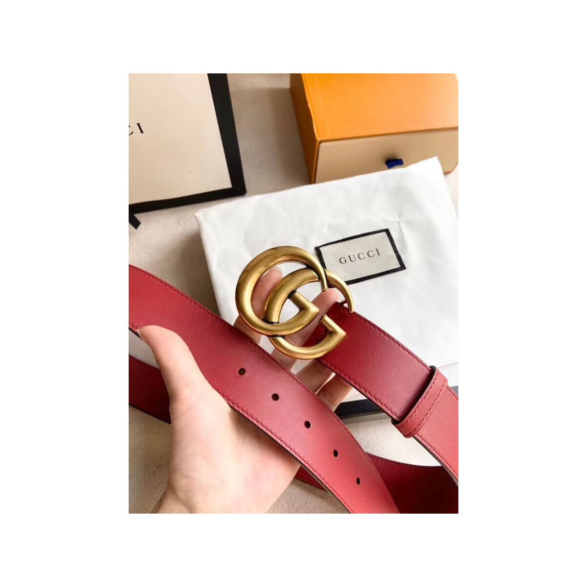 Gucci 40mm Leather Belt With Double G Buckle 400593