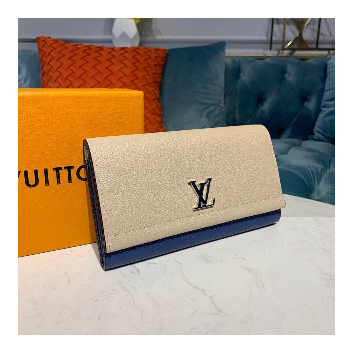 Louis Vuitton Lockme II Wallet M62350 Beige/Blue