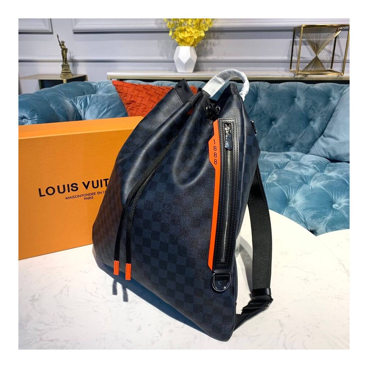 Louis Vuitton Damier Cobalt Drawstring Backpack N40170