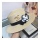 Chanel Flower Embellished Straw Hat AA6730