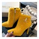 Jimmy Choo Shearling Ankle Bootie with Gold JC Logo 80259