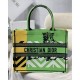 Christian Dior Medium Book Tote Bright Green and Orange D-Jungle Pop Embroidery M1296