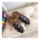 Gucci Princetown Bees and Stars Embroidered Fur Slipper Mules 448653