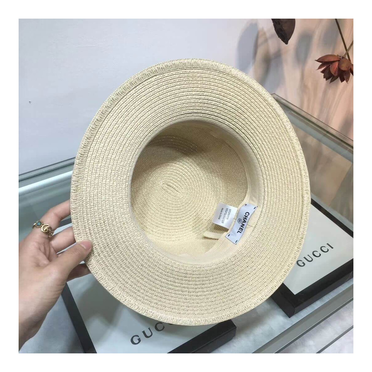 Chanel Flower Embellished Straw Hat AA6730