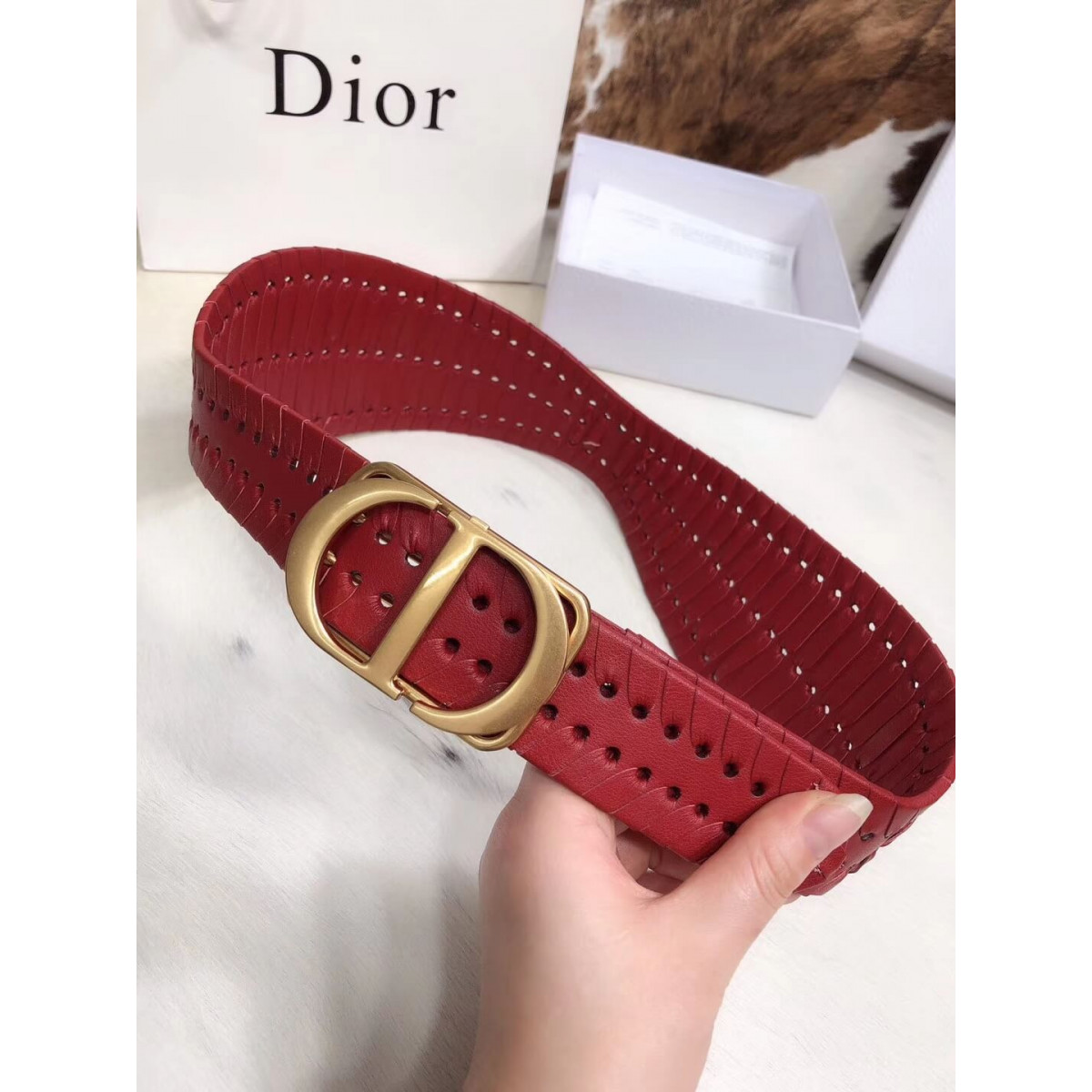 Christian Dior Black 30 Montaigne Calfskin Belt B0047