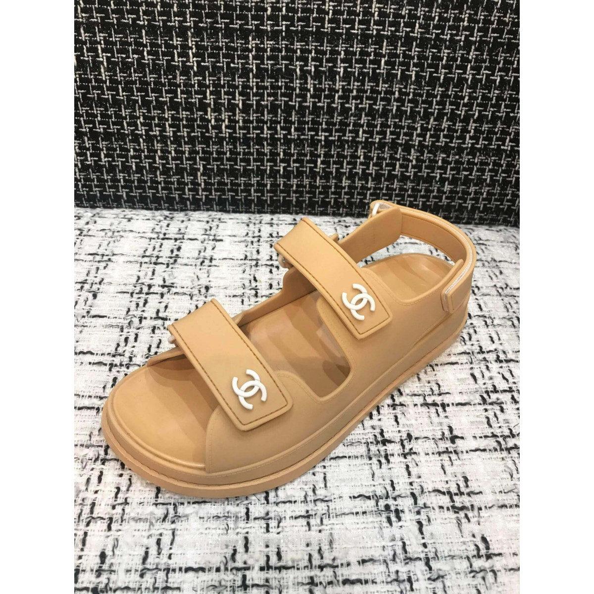 Chanel Velcro Sandals G31848 Beige