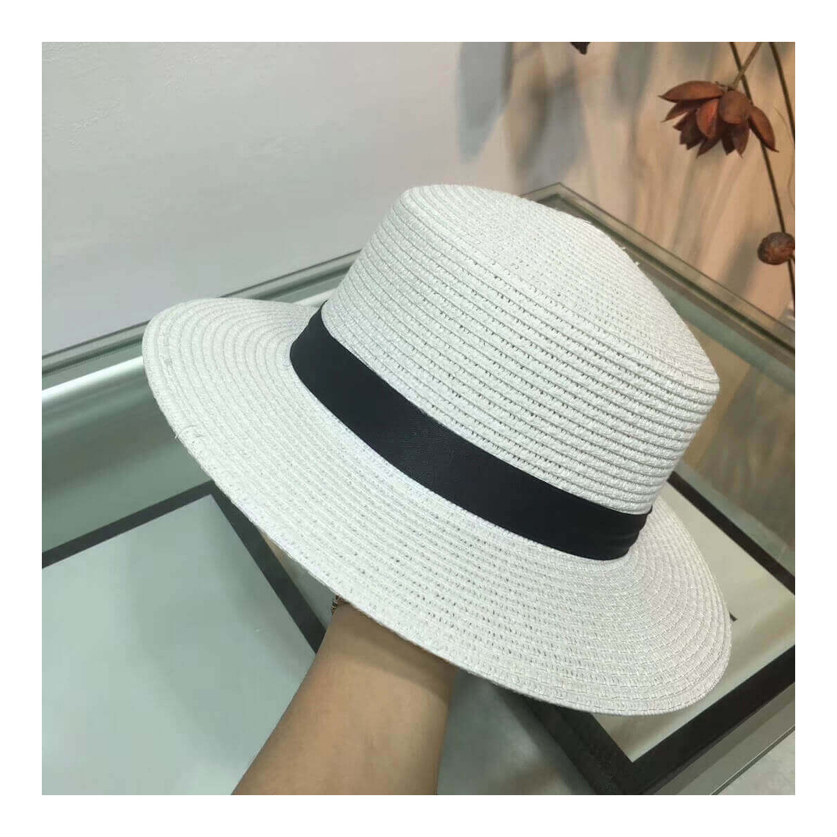 Chanel Flower Embellished Straw Hat AA6730