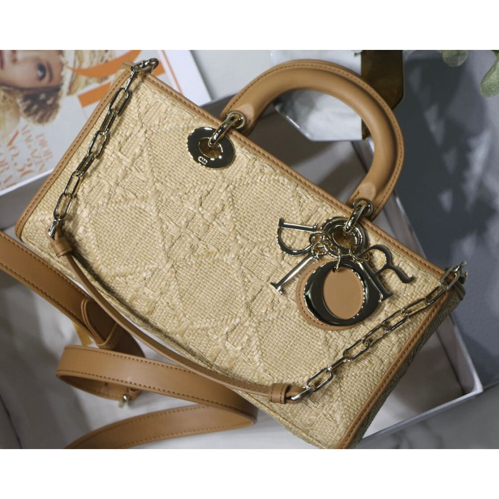 Christian Dior Lady D-Joy Bag Natural Cannage Raffia M05400