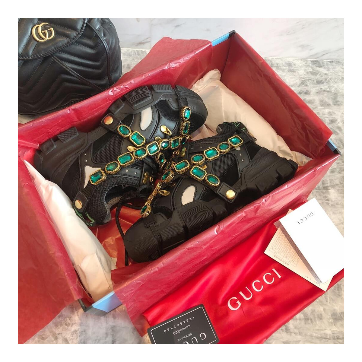 Gucci Flashtrek Sneaker With Removable Crystals 537153 Black