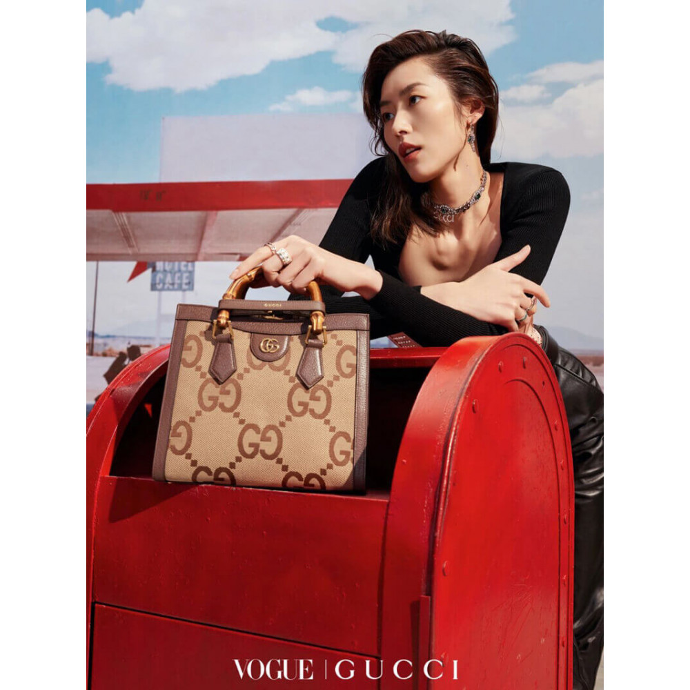 Gucci Diana Jumbo GG Small Tote Bag 660195 Brown