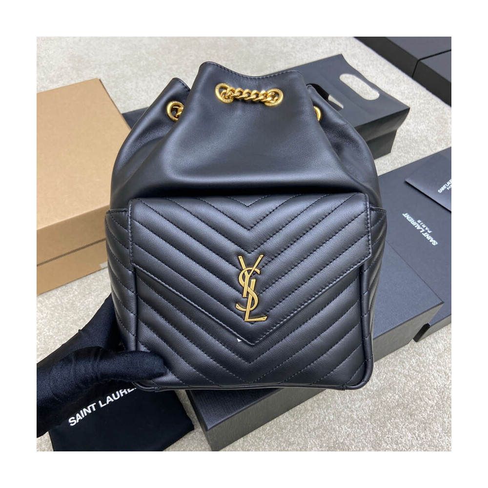 YSL Saint Laurent Joe Backpack 672609 In Black Lambskin