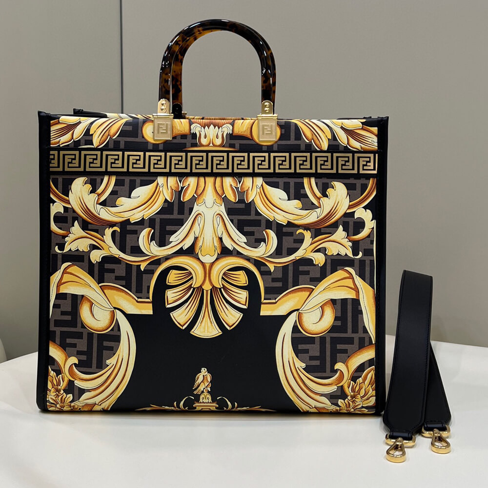 Fendace Sunshine Medium Tote Bag 1006675 Gold/Black