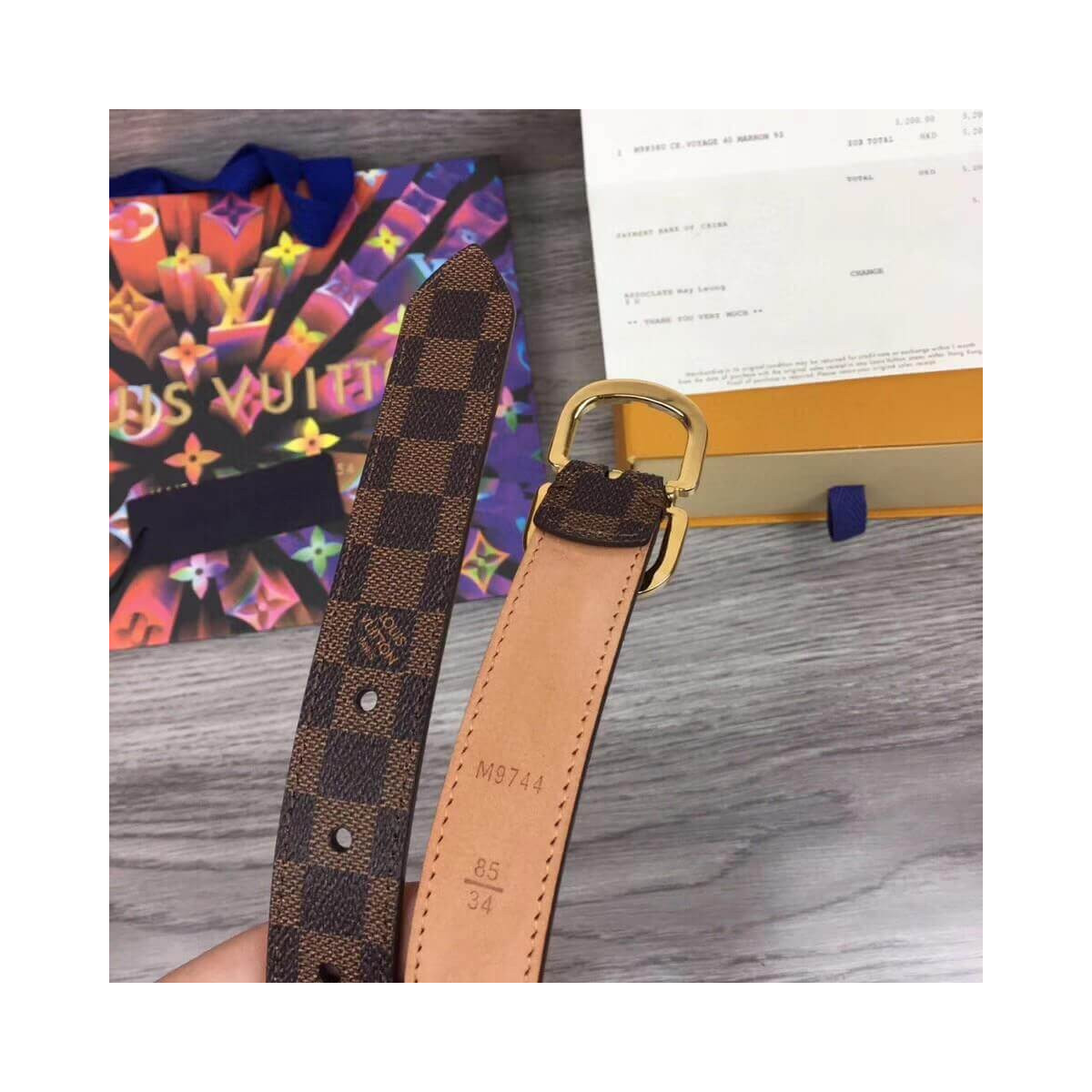 Louis Vuitton Damier Canvas Mini Belt 25mm M9744V