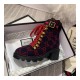 Gucci Trip GG Wool Combat Boots 583349 Blue/Red