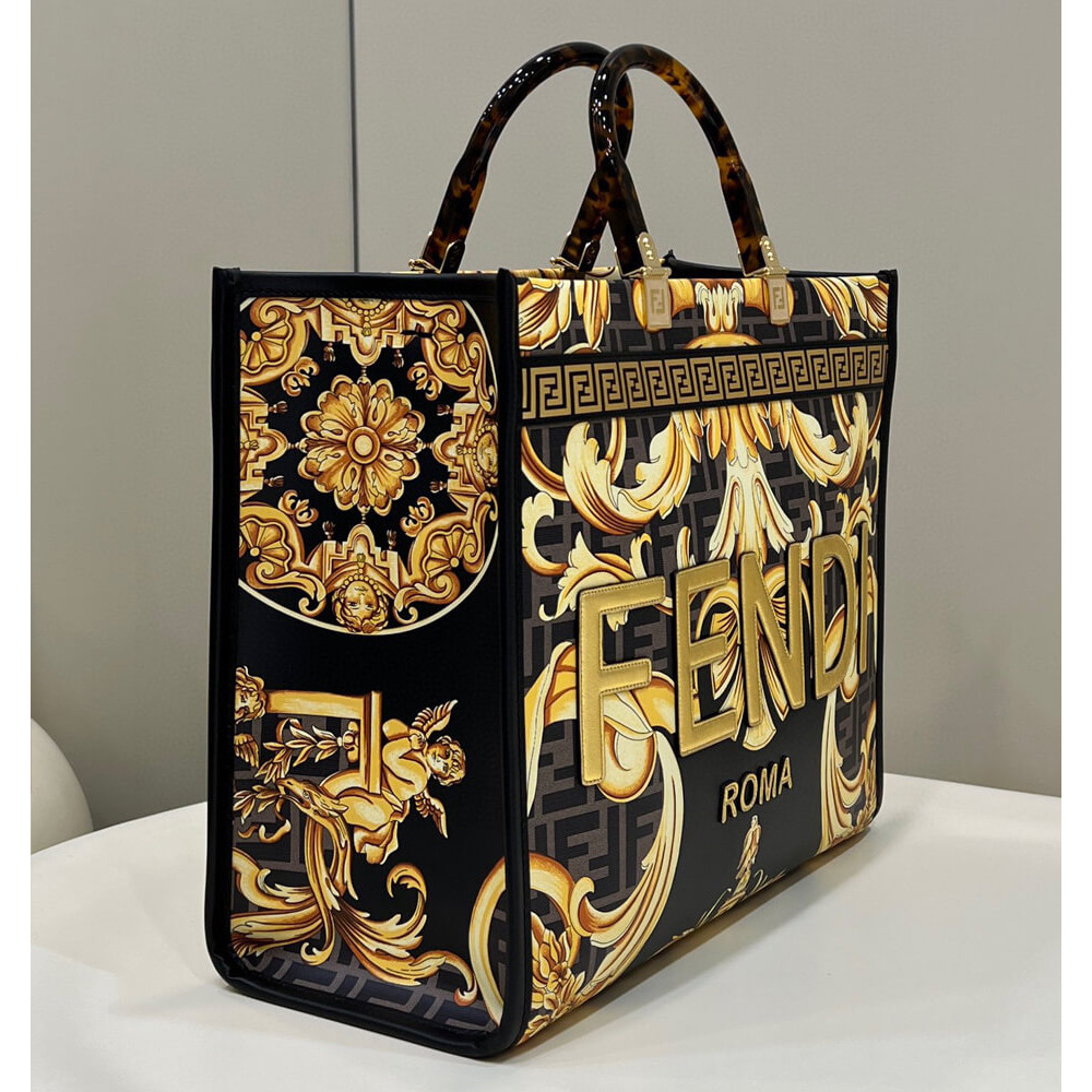 Fendace Sunshine Medium Tote Bag 1006675 Gold/Black