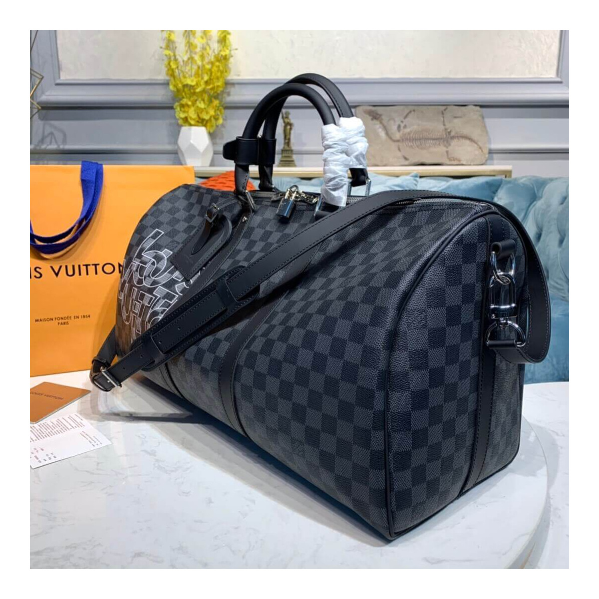 Louis Vuitton Damier Graphite Keepall Bandoulière 50 N40263 N40264