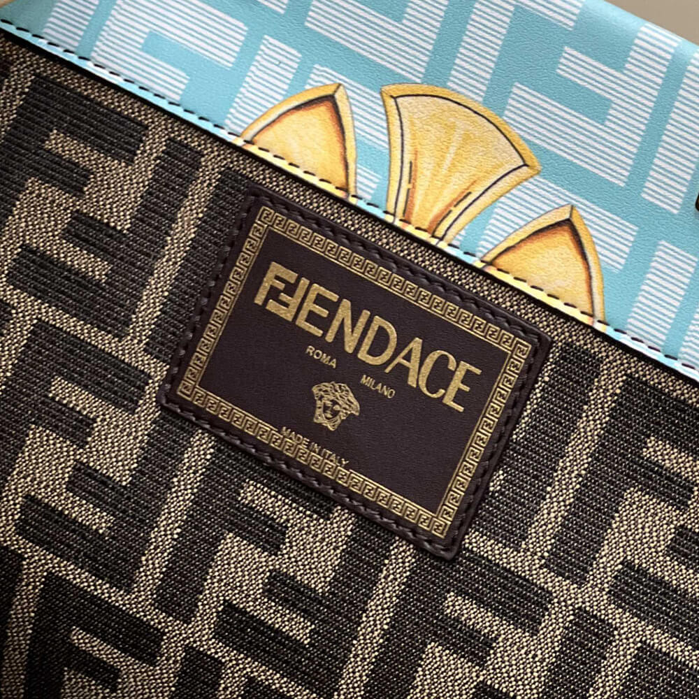 Fendace Sunshine Medium Tote Bag 1006675 Gold/Blue