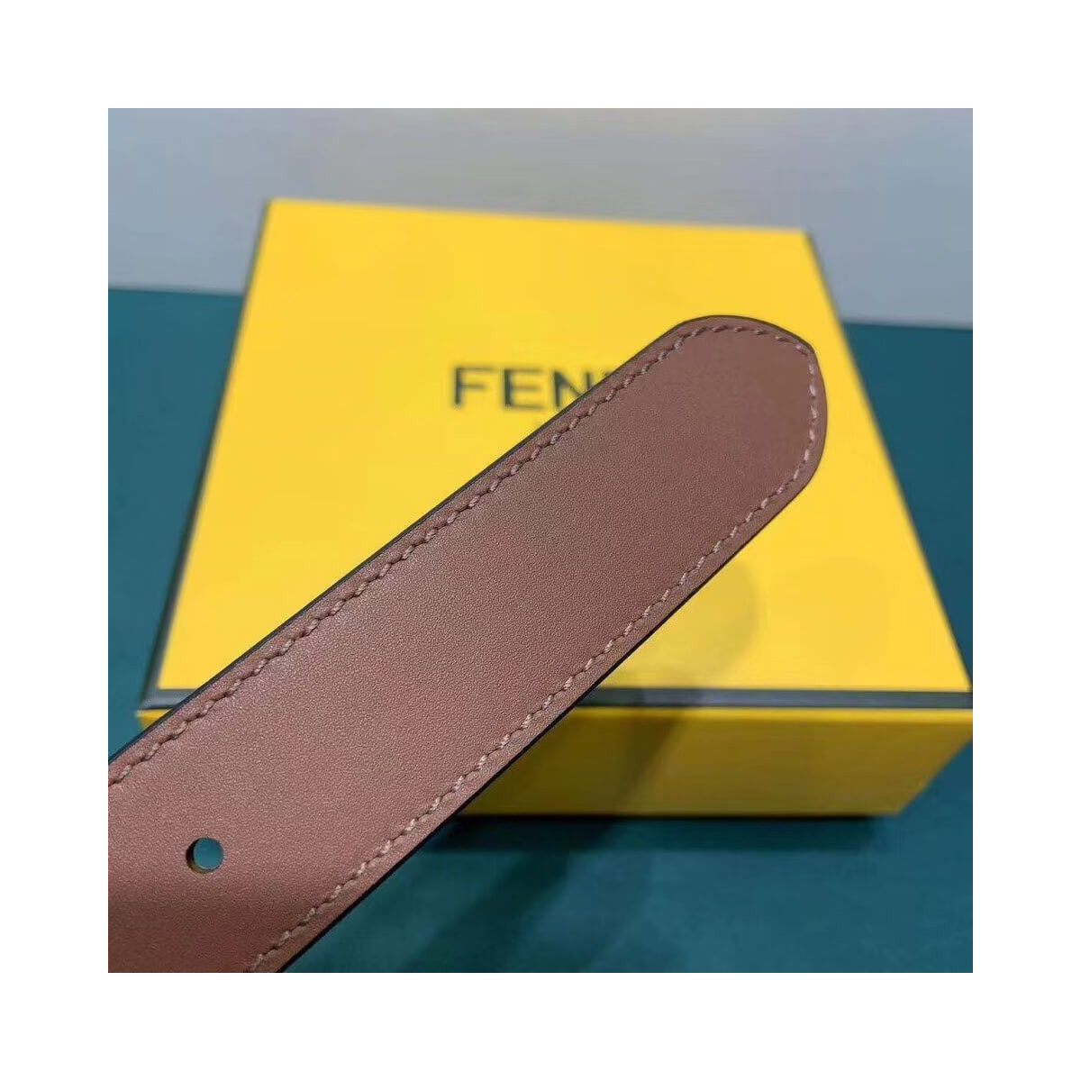 Fendi Baguette 30mm FF Buckle Belt 8C05311 Brown