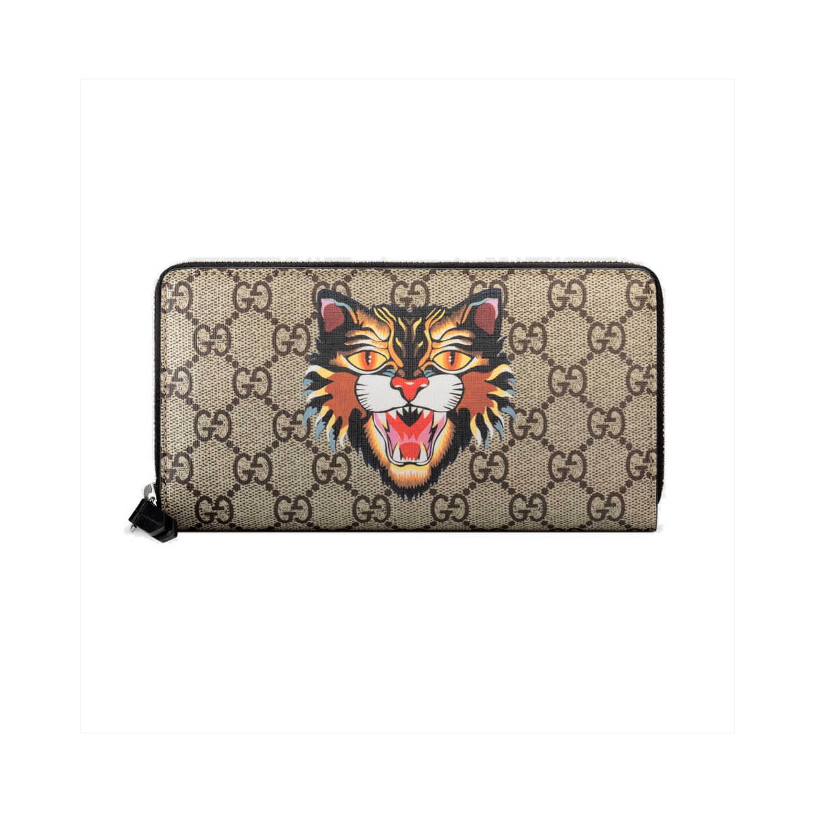 Gucci Angry Cat Print GG Supreme Zip Around Wallet 451273