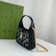 Gucci Jackie 1961 Mini Crystal GG Lizard Bag 677027 Black