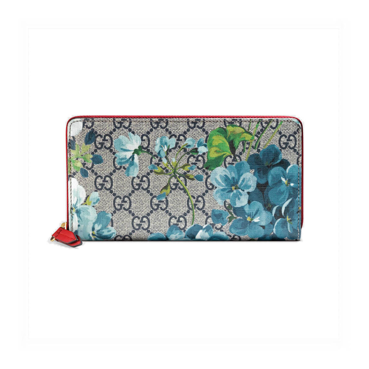 Gucci GG Blooms Supreme Zip Around Wallet 404071 Blue