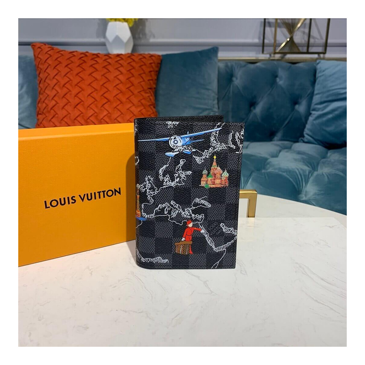 Louis Vuitton World-Map Print Passport Cover N40203