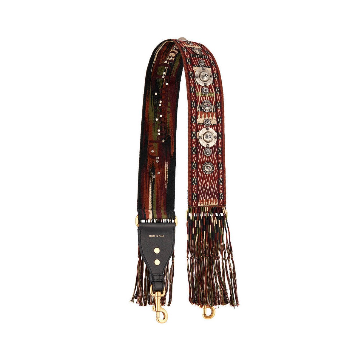 Christian Dior Fringed Shoulder Strap In Multi-Coloured Canvas MW521006 Adorned Red