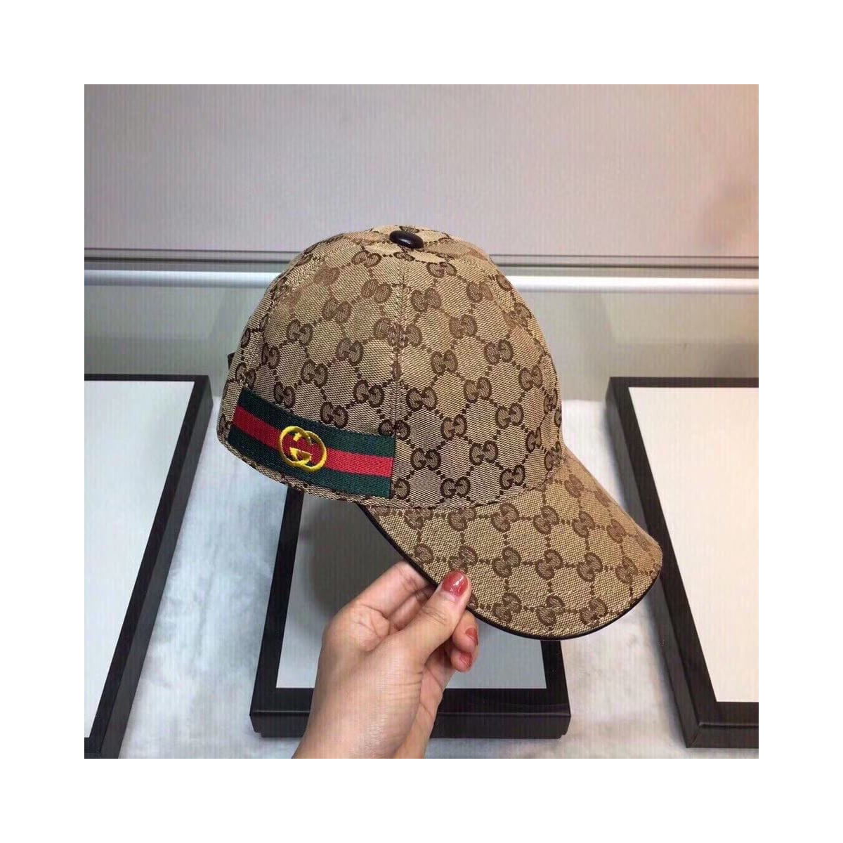 Gucci Original GG Canvas Baseball Hat With Web 200031