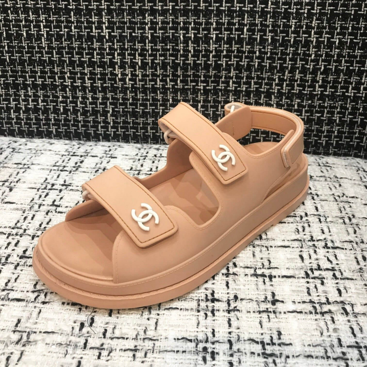 Chanel Velcro Sandals G31848 Apricot