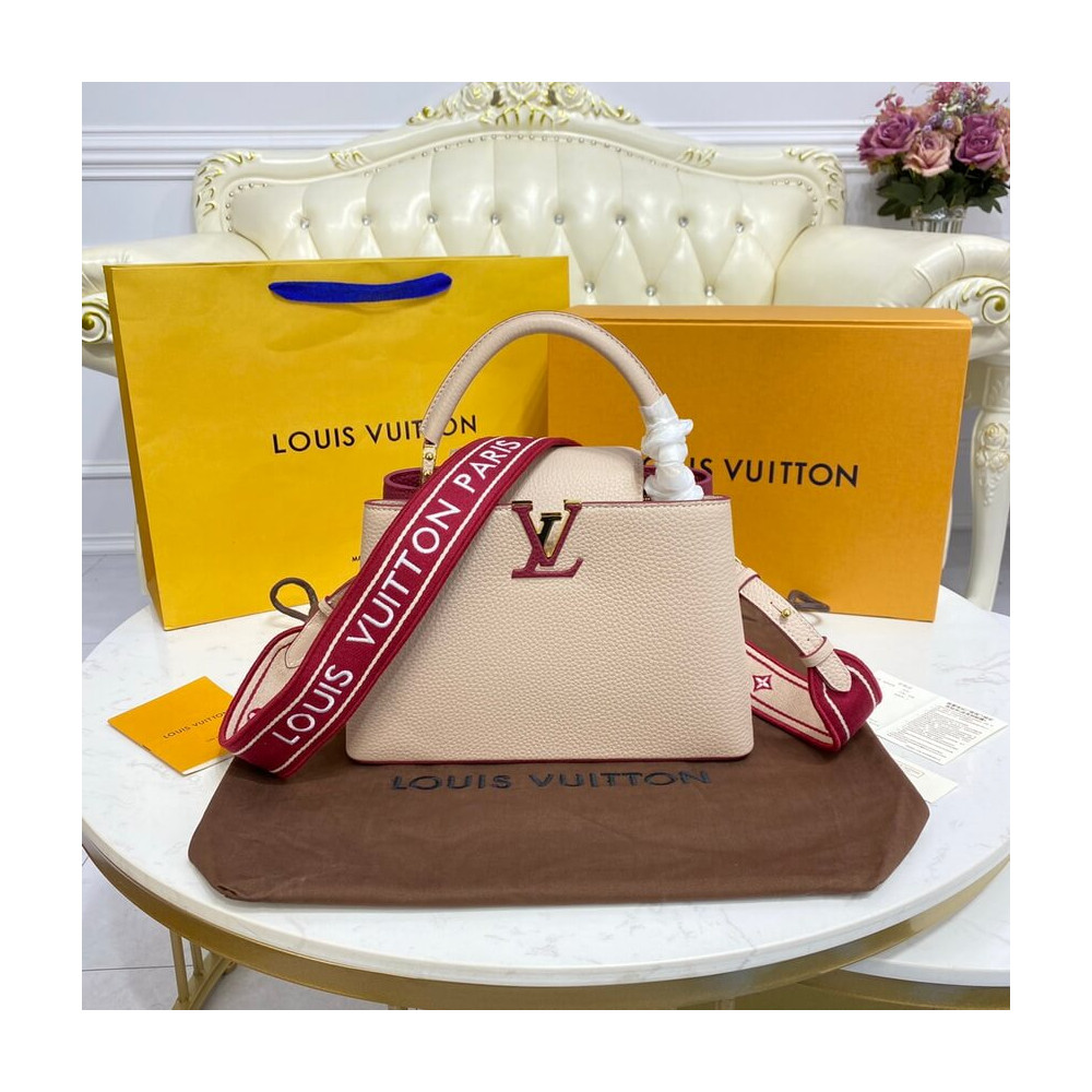 Louis Vuitton Capucines BB M59061 Eggshell/Lie de Vin Red