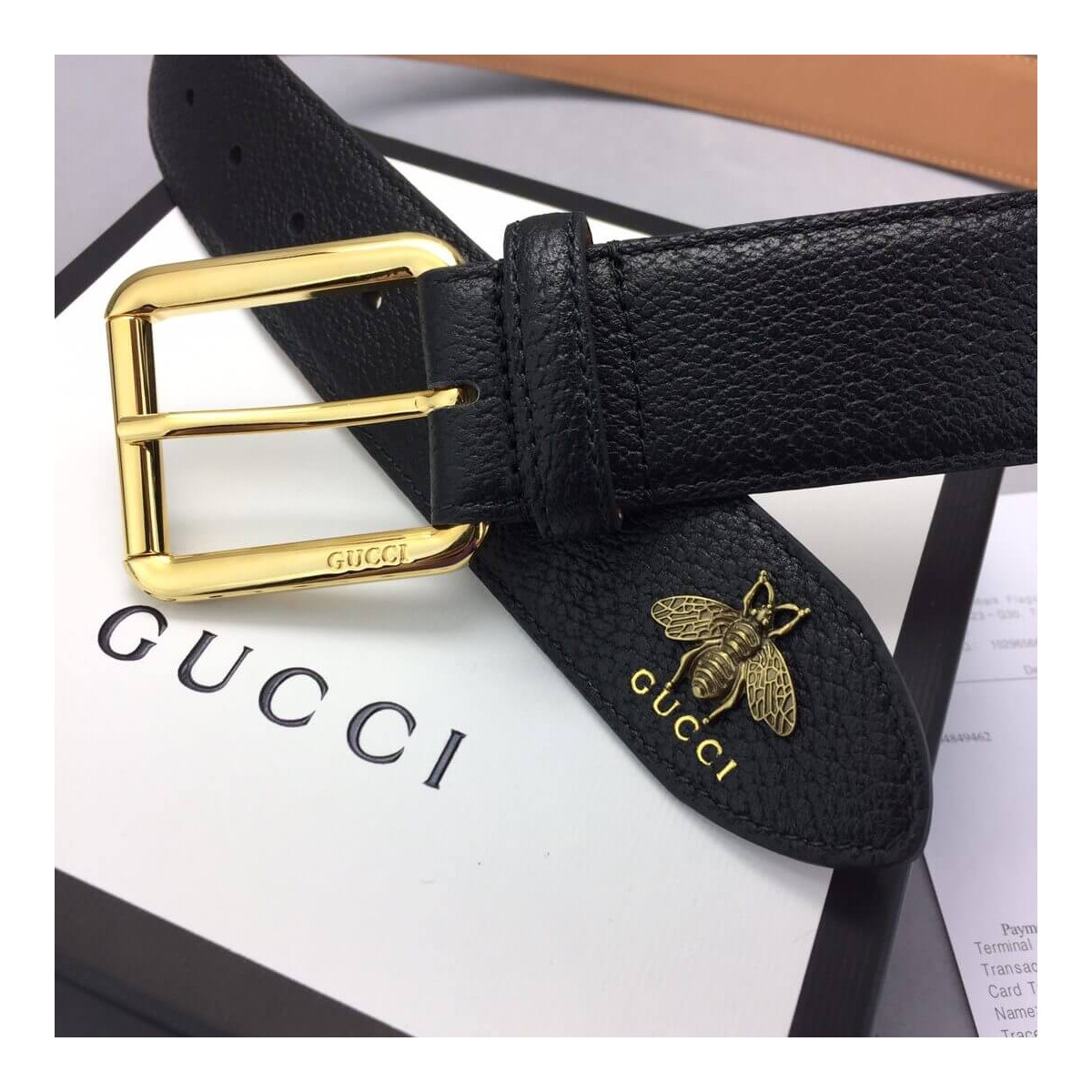 Gucci Leather Belt With Bee 40mm 523307