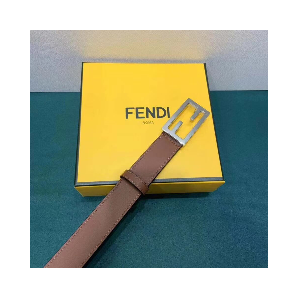 Fendi Baguette 30mm FF Buckle Belt 8C05311 Brown