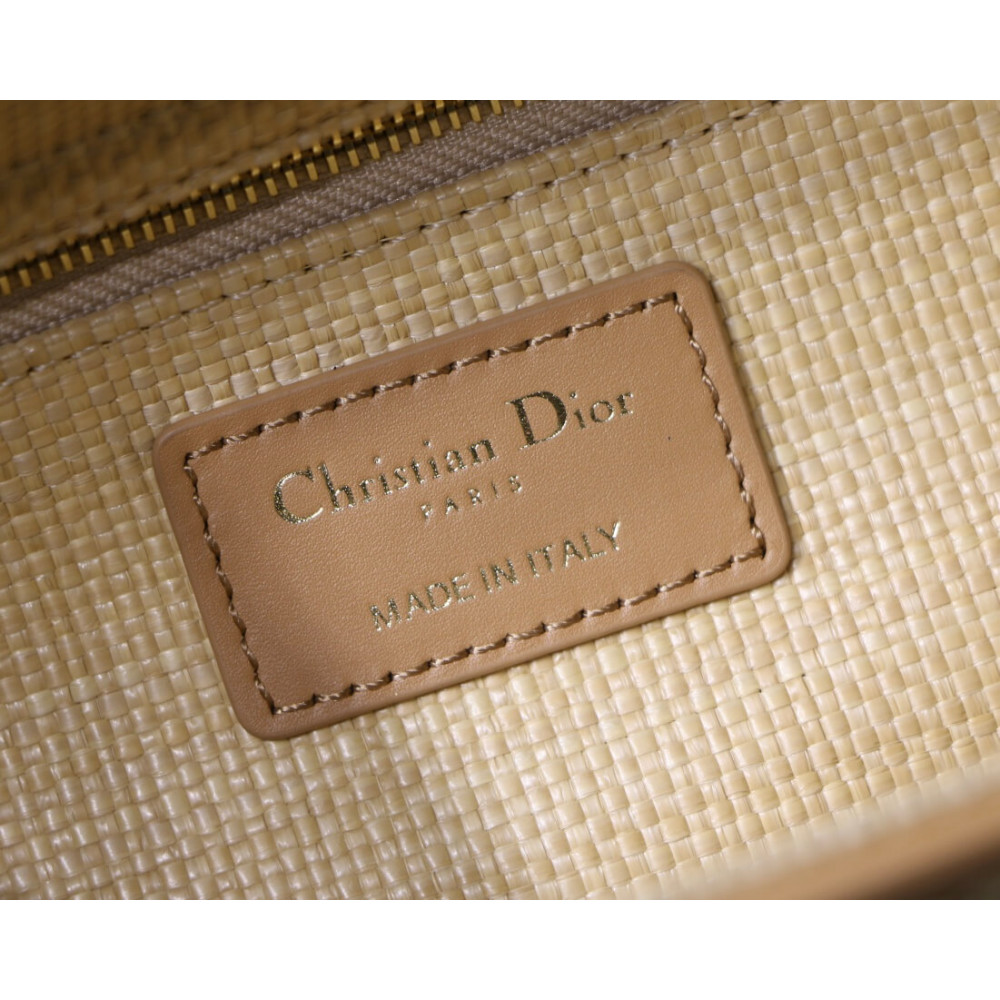 Christian Dior Medium Lady Dior Bag Natural Cannage Raffia M0565