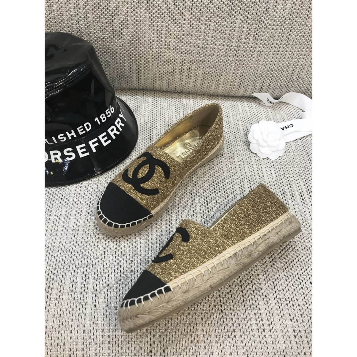 Chanel Tweed Espadrilles G29762 Light Coffee/Black