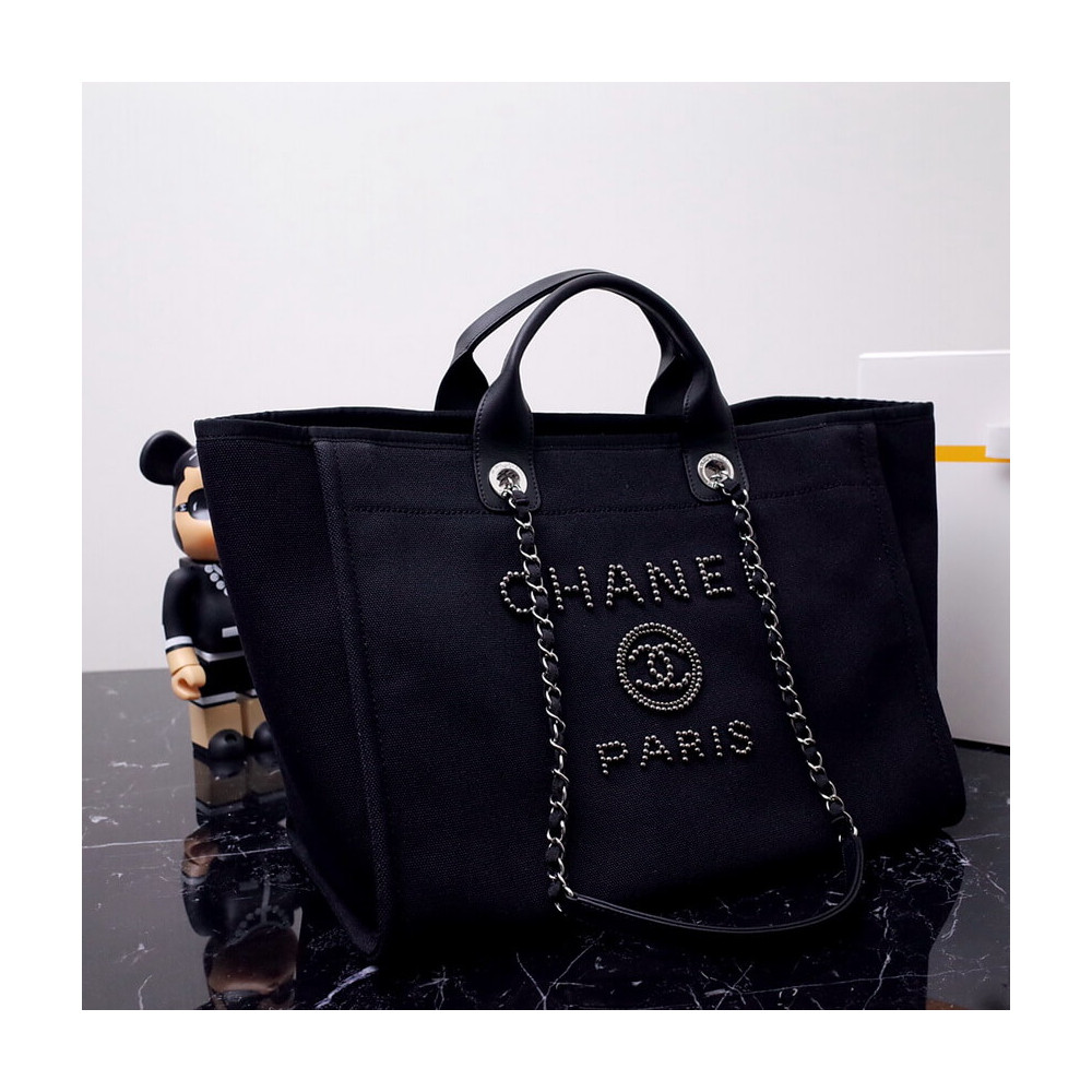 Chanel Canvas Large Deauville Pearl Tote Bag A66941