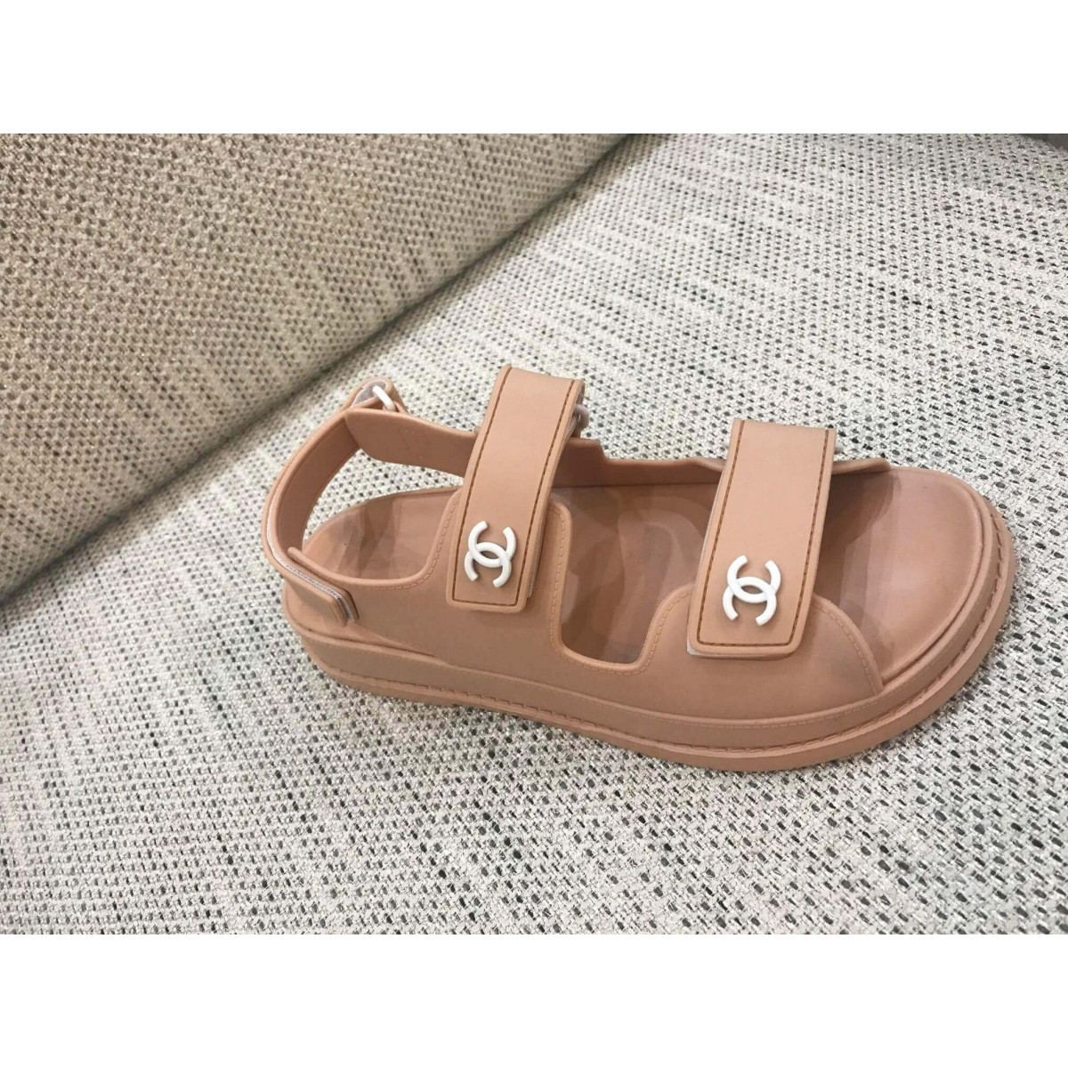 Chanel Velcro Sandals G31848 Apricot