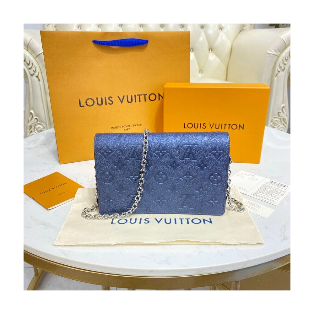 Louis Vuitton Vavin Chain Wallet M59077 Navy Nacre