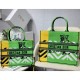 Christian Dior Medium Book Tote Bright Green and Orange D-Jungle Pop Embroidery M1296