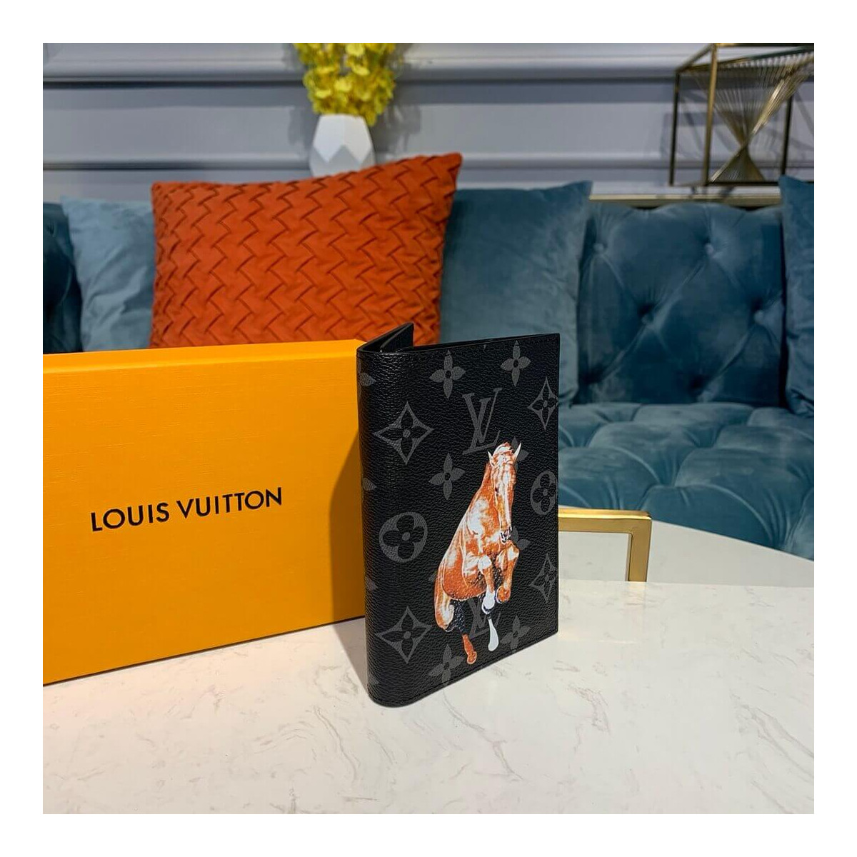 Louis Vuitton Monogram Eclipse Horse Print Passport Cover M64501