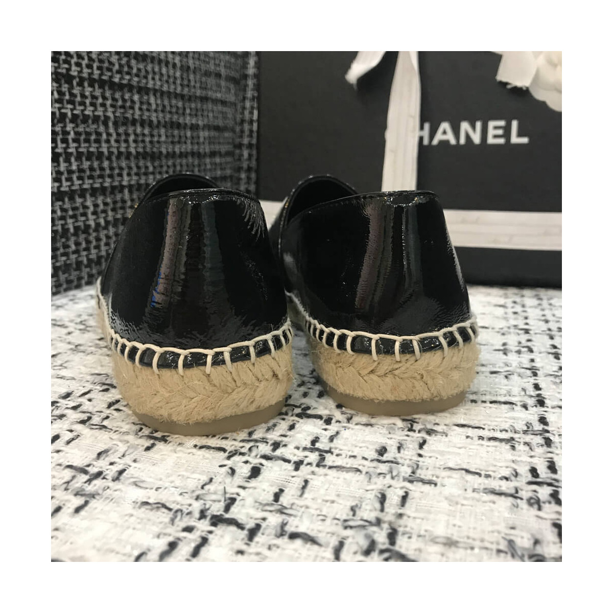 Chanel Patent Calfskin &amp; Metallic Goatskin Espadrilles G29762