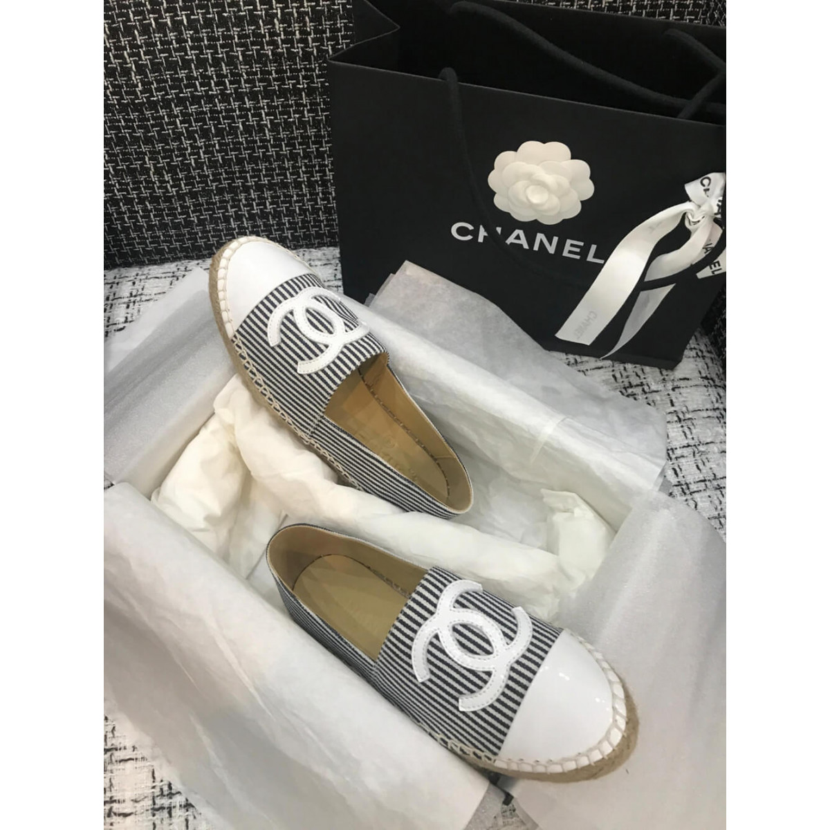 Chanel Tweed &amp; Patent Calfskin Espadrilles G29762