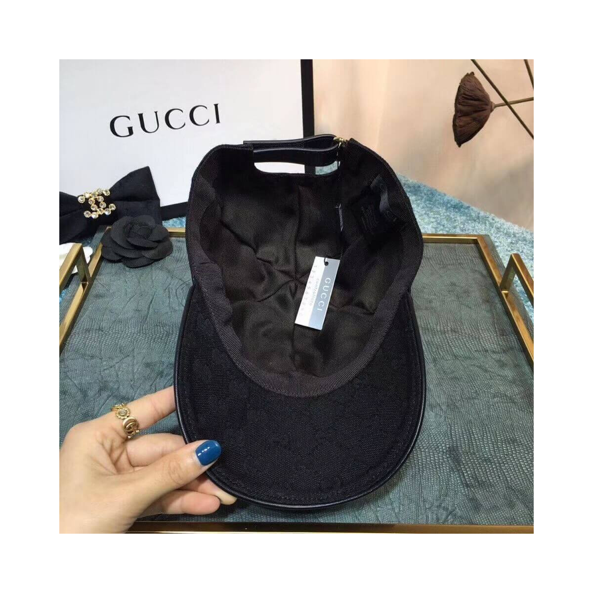 Gucci Original GG Canvas Baseball Hat With Web 200035