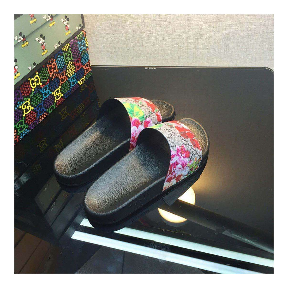 Gucci GG Blooms Supreme Floral Slide Sandal 408508