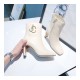 Jimmy Choo Latte Calf Leather Ankle Bootie with Gold JC Logo 80258