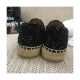 Chanel Tweed &amp; Patent Calfskin Espadrilles G29762 Black/Silver