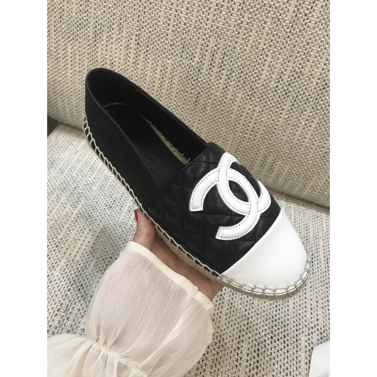 Chanel CC Quilted Espadrilles G29762 Black/8White