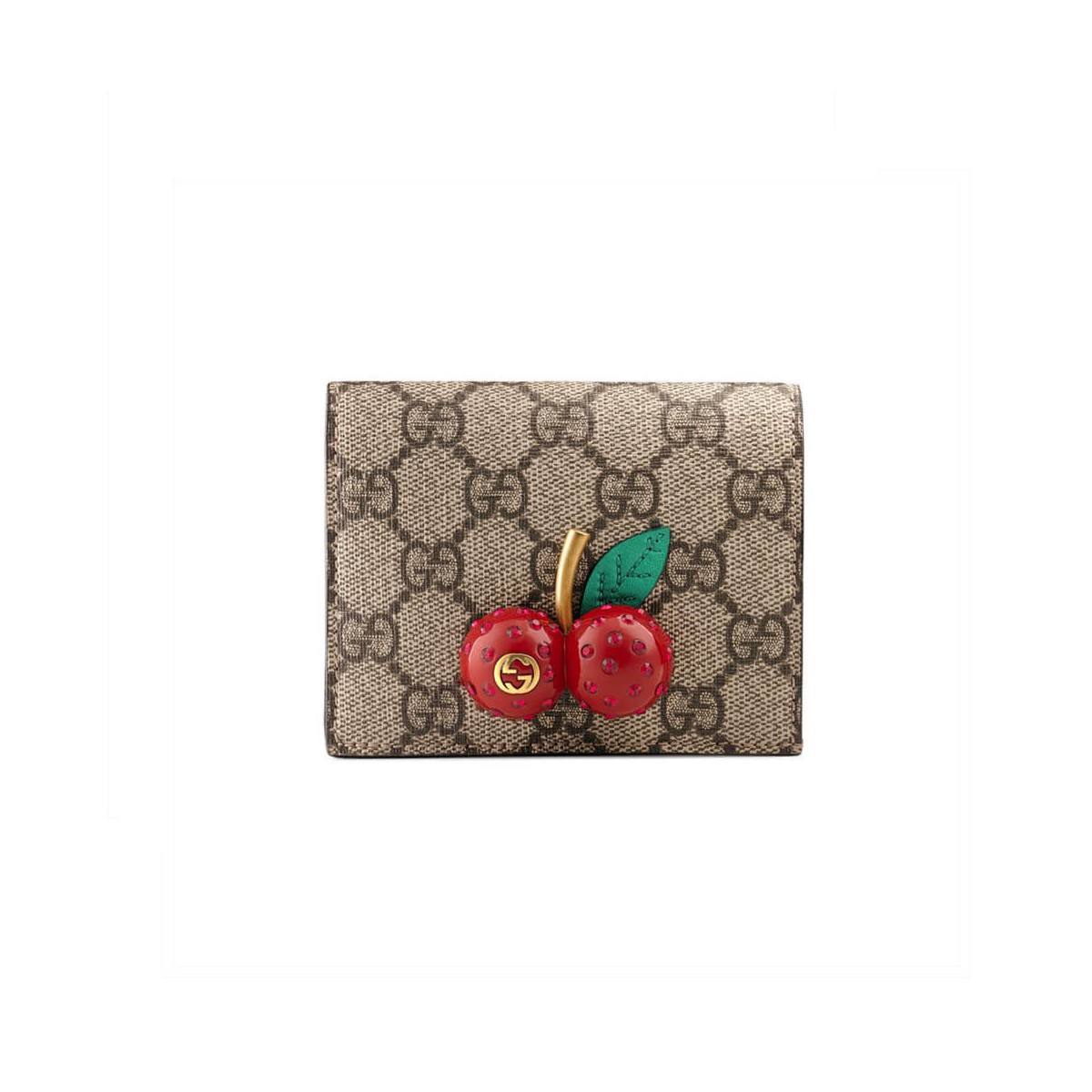 Gucci GG Supreme Card Case Wallet With Cherries 476050