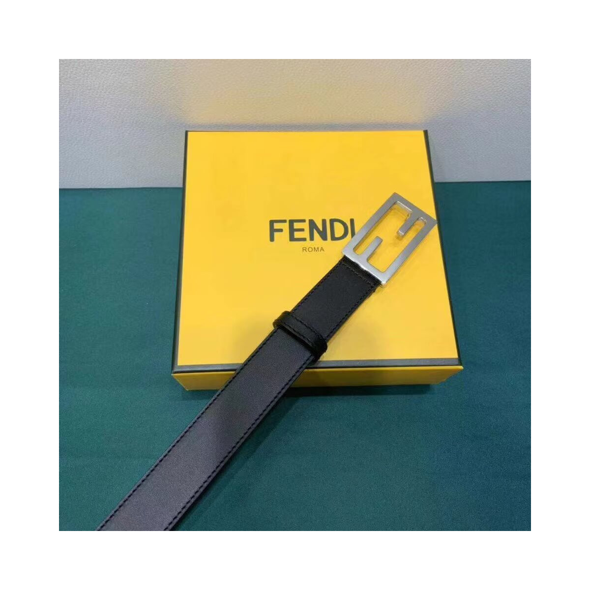 Fendi Baguette 30mm FF Buckle Belt 8C05311 Black