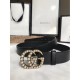 Gucci 30mm Leather Belt With Pearl Double G 453260